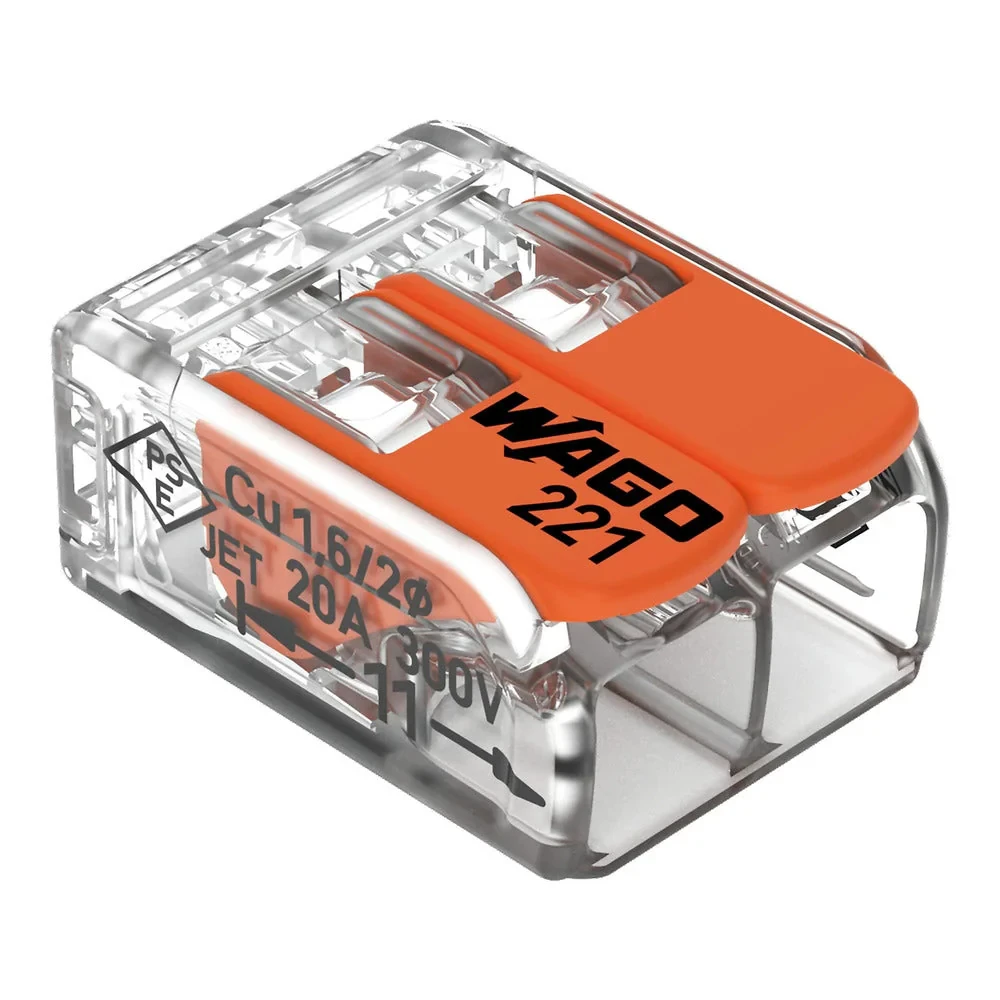 Conector de empalme, 2 conductores 20-10AWG, modelo 221-612, WAGO